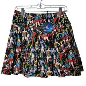 Dolls Kill x DC Comics Womens NWT Living Legends Pleated Mini Skirt Size Medium